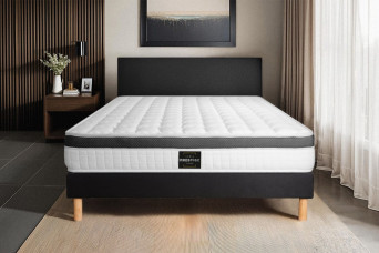 Ensemble Matelas Sommier 140x200 cm - Sommier Noir (déjà monté) - Supérieur