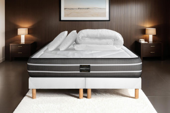 Pack lit complet 180x200 cm - Matelas + 2 Sommiers Blancs + 2 oreillers + Couette - Exclusive