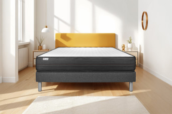 Ensemble Matelas Sommier 140x200 cm - Sommier Gris (en kit) - Vitalpower