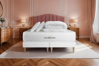 Pack lit complet 180x200 cm - Matelas + Sommier Blanc + 2 oreillers + Couette - Buckingham