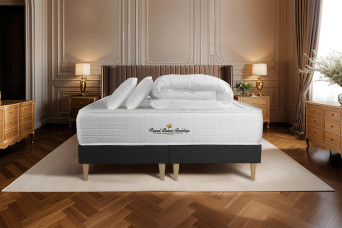 Pack lit complet 180x200 cm - Matelas + Sommier Noir + 2 oreillers + Couette - Windsor
