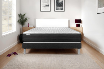 Ensemble Matelas Sommier 140x200 cm - Sommier Noir (en kit) - Vitalmemo One