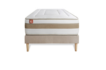 Ensemble Matelas Sommier 90x190 cm - Sommier Beige (en kit) - Le Raffiné
