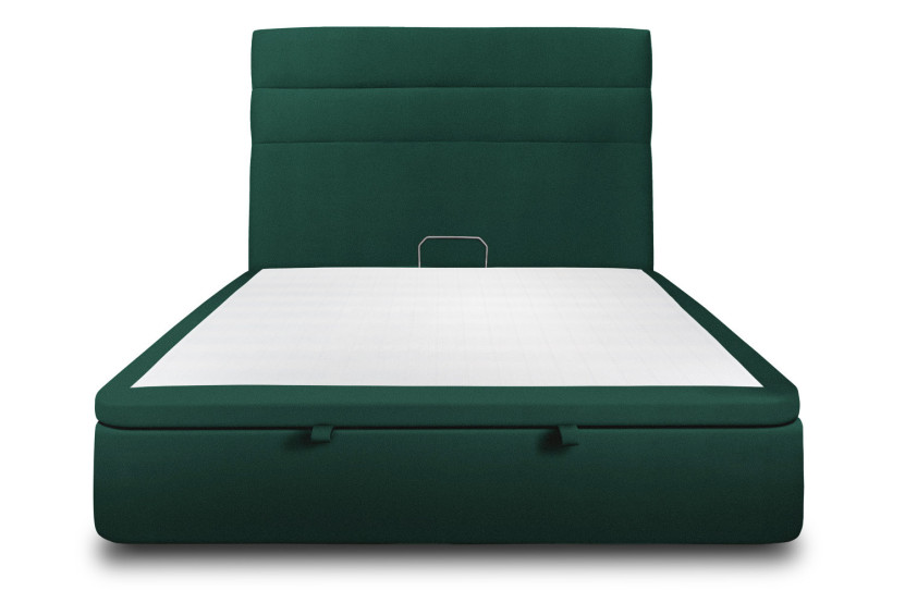 Lit coffre 180x200 cm avec Tête de lit à lignes - Tissu Velours Vert