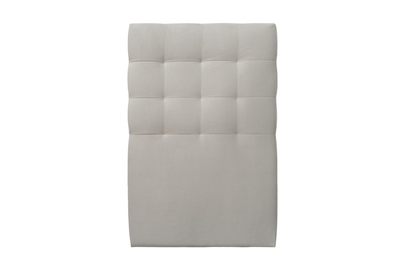 Lit 90x200 cm - Sommier tapissier H29 cm + tête de lit capitonnée - Tissu Velours Gris Clair