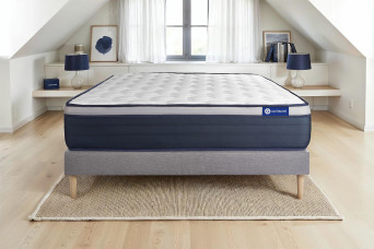 Ensemble Matelas Sommier 120x190 cm - Sommier Gris (en kit) - Actiflex Max