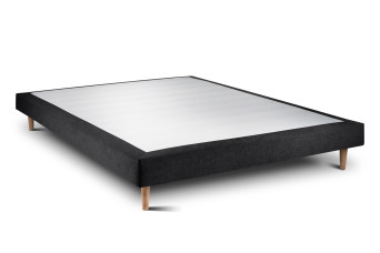 Sommier Tapissier 140x190 cm - H29 cm - Toile nattée - Noir