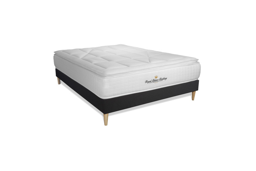 Ensemble Matelas Sommier 140x200 cm - Sommier Noir (déjà monté) - George V