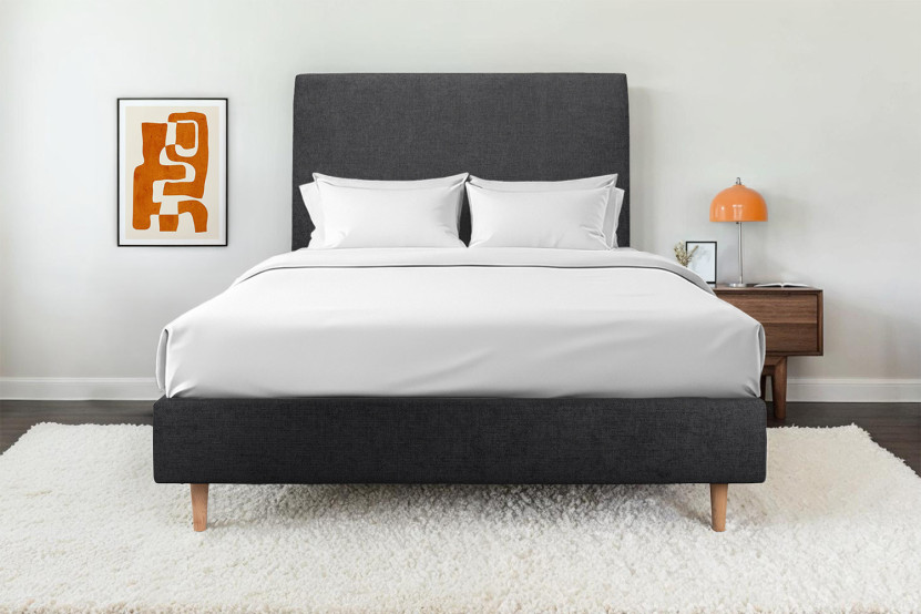 Tête de lit 200 cm Tapissée - Tissu Toile Natté Noir