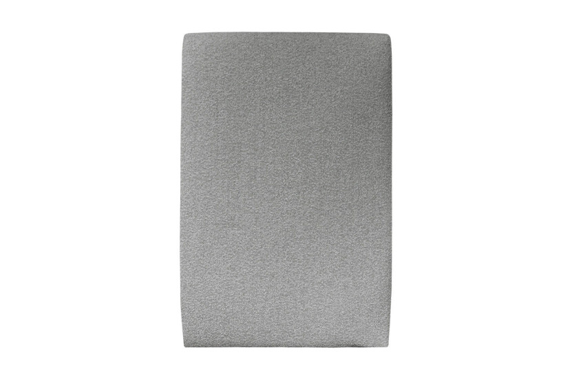 Lit 90x190 cm - Sommier tapissier H35 cm + tête de lit tapissée - Tissu Bouclette Gris