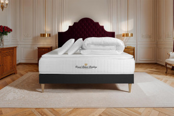 Pack lit complet 160x200 cm - Matelas + Sommier Noir + 2 oreillers + Couette - George V