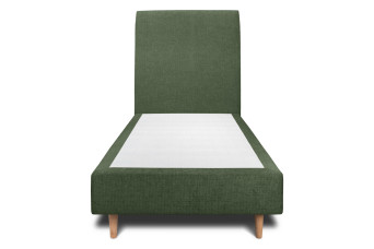 Lit 90x190 cm - Sommier tapissier H35 cm + tête de lit tapissée - Tissu Toile natté Vert Kaki