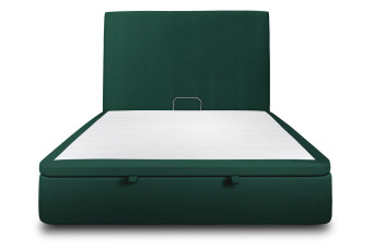 Lit coffre 180x200 cm avec Tête de lit tapissée - Tissu Velours Vert
