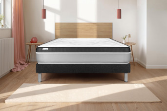 Ensemble Matelas Sommier 180x200 cm - Sommier Noir (en kit) - Vital Ergo