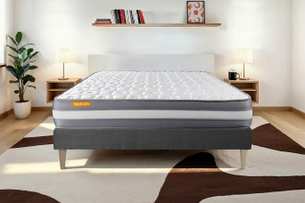 Ensemble Matelas Sommier 140x190 cm - Sommier Gris (déjà monté) - Memo Plus