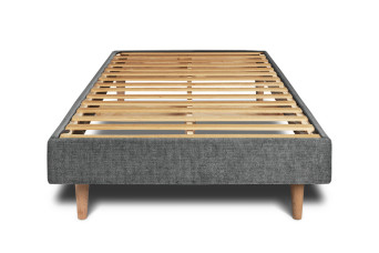 Sommier à Lattes 90x200 cm - H29 cm - Toile nattée - Gris anthracite