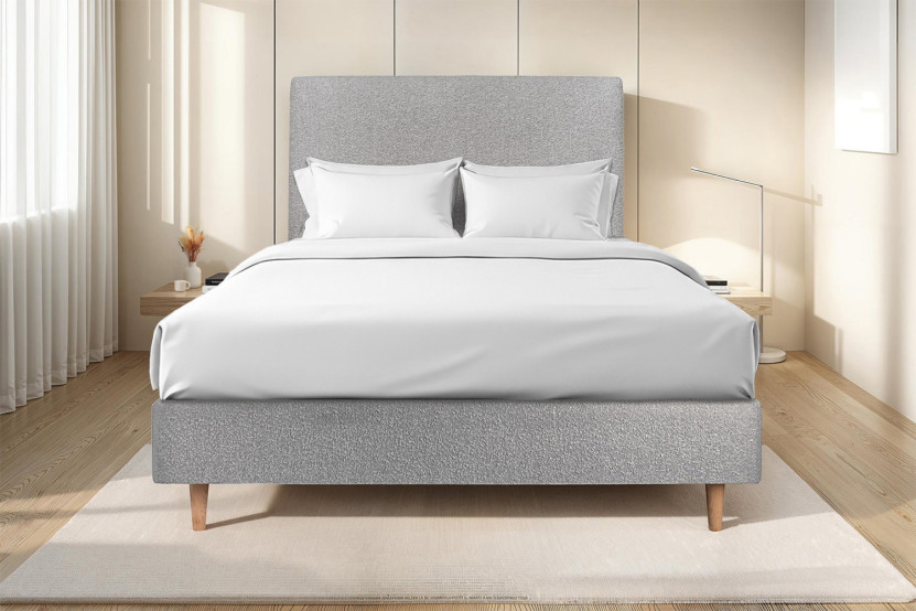 Tête de lit 140 cm Tapissée - Tissu Bouclette Gris