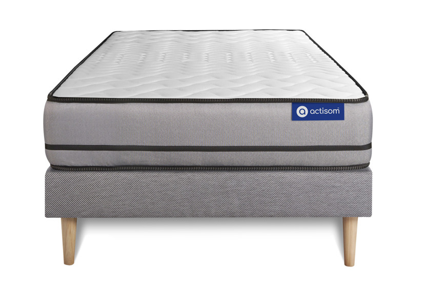 Ensemble Matelas Sommier 90x200 cm - Sommier Gris (en kit) - Actilatex Night