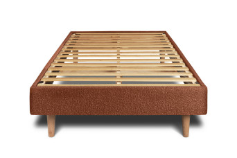 Sommier à Lattes 90x190 cm - H29 cm - Bouclette - Terracotta