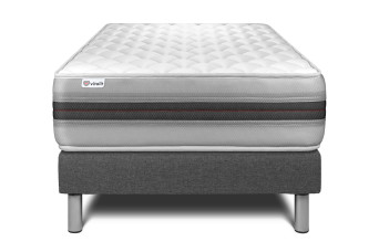 Ensemble Matelas Sommier 90x200 cm - Sommier Gris (déjà monté) - Vitalmemo Back