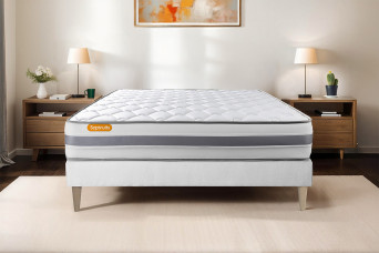 Ensemble Matelas Sommier 140x190 cm - Sommier Blanc (déjà monté) - Memo Spring