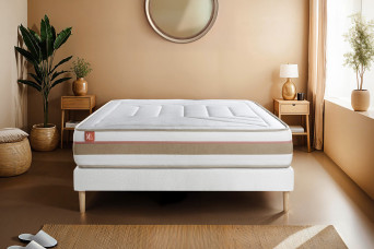 Ensemble Matelas Sommier 180x200 cm - Sommier Blanc (en kit) - Le Tendre