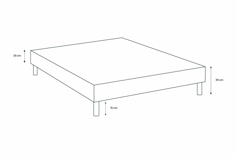 Lit 140x190 cm - Sommier tapissier H35 cm + tête de lit capitonnée - Tissu Bouclette Bleu