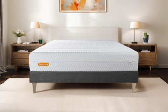 Ensemble Matelas Sommier 140x200 cm - Sommier Gris (en kit) - Memo Bio