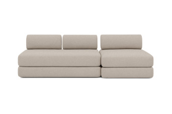 Canapé 4 places - 2 modules convertibles : Canapé 3 places + Fauteuil - Tissu extérieur Gris