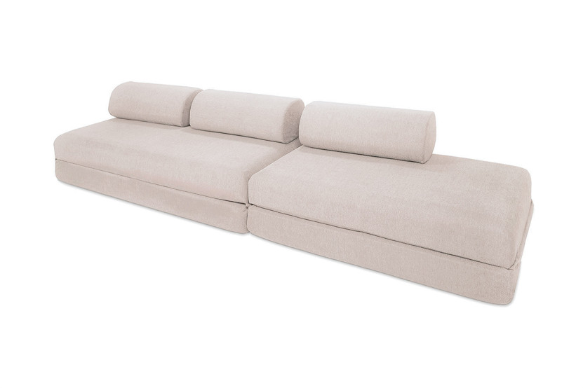 Canapé 5 places - 2 modules convertibles : Canapé 3 places + Canapé 2 places - Tissu extérieur Beige clair