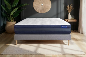 Ensemble Matelas Sommier 180x200 cm - Sommier Gris (en kit) - Actiflex Tech