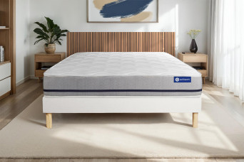 Ensemble Matelas Sommier 130x220 cm - Sommier Blanc (en kit) - Actiflex Soft
