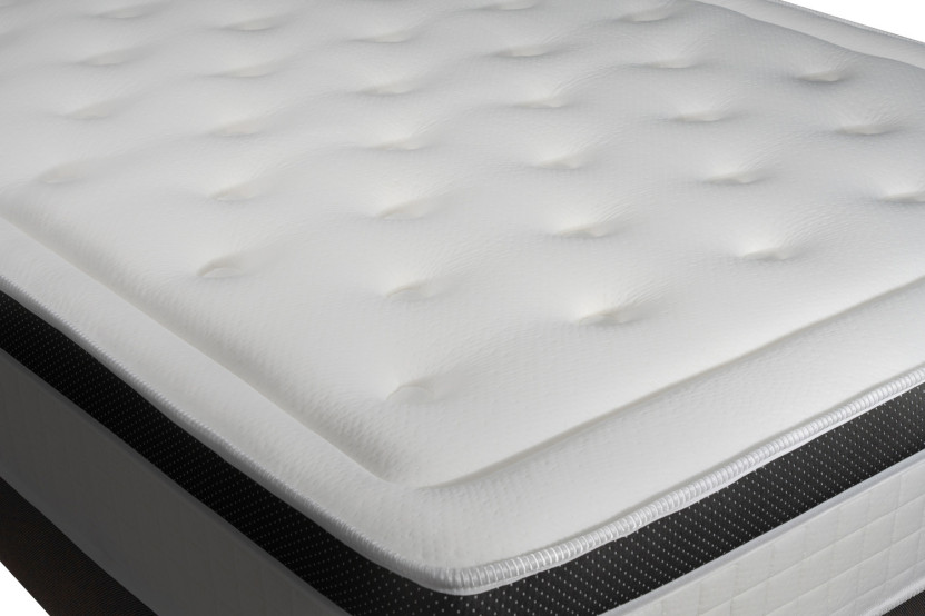 Pack lit complet 180x200 cm - Matelas + 2 Sommiers Noirs + 2 oreillers + Couette - Privilège