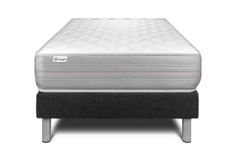 Ensemble Matelas Sommier 90x190 cm - Sommier Noir (déjà monté) - Vitalmemo