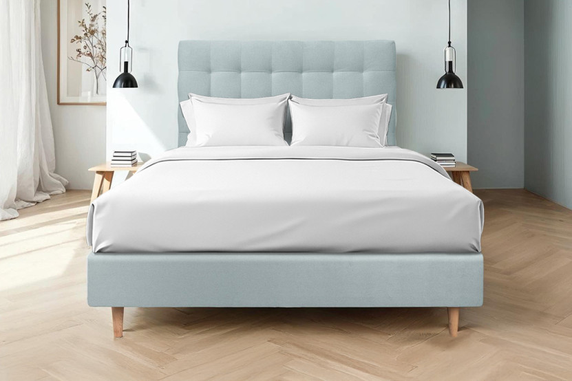 Tête de lit 180 cm Capitonnée - Tissu Velours Gris Bleute