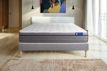 Ensemble Matelas Sommier 130x220 cm - Sommier Gris (en kit) - ActiMemo Zen