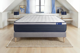 Ensemble Matelas Sommier 120x210 cm - Sommier Gris (en kit) - Actilatex Max