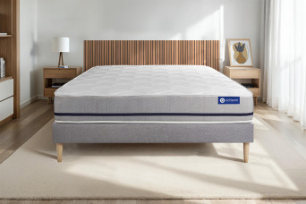 Ensemble Matelas Sommier 160x190 cm - Sommier Gris (en kit) - Actilatex Soft