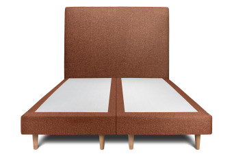 Lit 2x 90x200 cm - Sommier tapissier H29 cm + tête de lit tapissée - Tissu Bouclette Terracotta