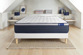 Ensemble Matelas Sommier 160x200 cm - Sommier Blanc (en kit) - Actimemo Max