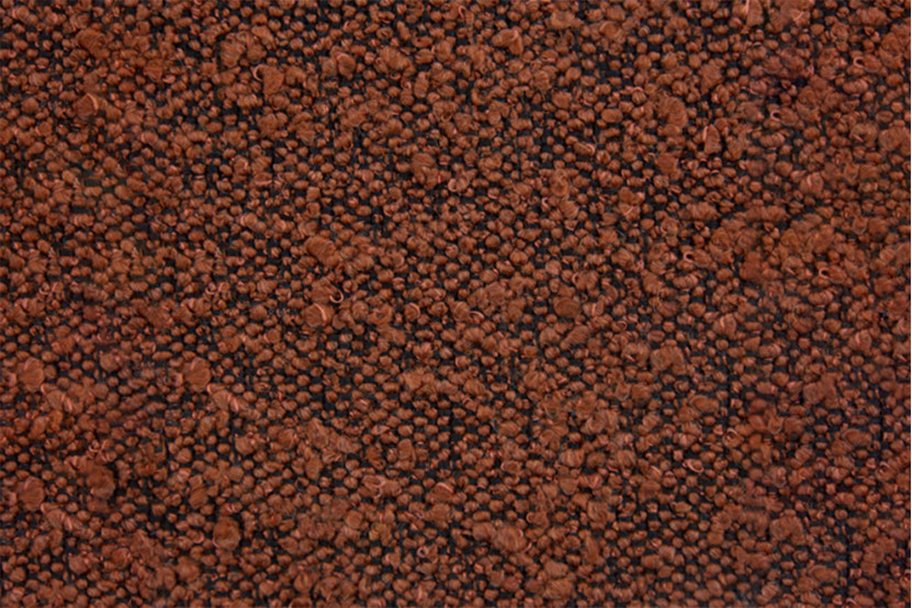 Lit 90x200 cm - Sommier tapissier H35 cm + tête de lit capitonnée - Tissu Bouclette Terracotta