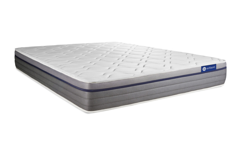 Pack lit complet 180x200 cm - Matelas + Sommier Gris (en kit) + 2 oreillers + Couette - Actiflex Zen