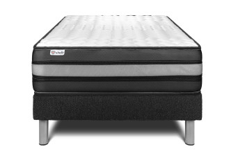 Ensemble Matelas Sommier 120x190 cm - Sommier Noir (en kit) - Vital Power Zen