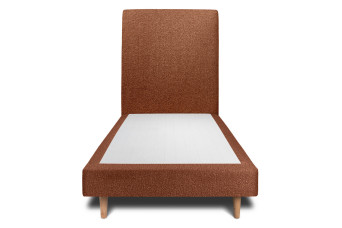 Lit 90x190 cm - Sommier tapissier H29 cm + tête de lit tapissée - Tissu Bouclette Terracotta