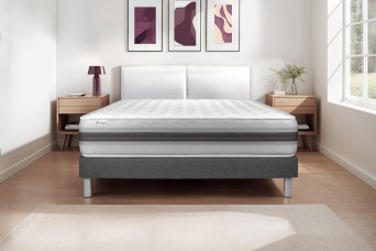 Ensemble Matelas Sommier 160x220 cm - Sommier Gris (en kit) - Vitalmemo Back