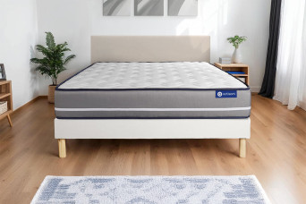 Ensemble Matelas Sommier 140x190 cm - Sommier Blanc (en kit) - Actimemo Pur