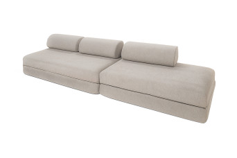 Canapé 5 places - 2 modules convertibles : Canapé 3 places + Canapé 2 places - Tissu extérieur Gris