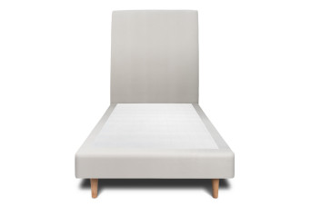 Lit 90x190 cm - Sommier tapissier H29 cm + tête de lit tapissée - Tissu Velours Gris Clair