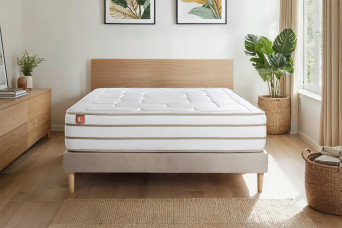 Ensemble Matelas Sommier 140x200 cm - Sommier Beige (en kit) - Le Douillet