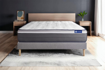 Ensemble Matelas Sommier 135x190 cm - Sommier Gris (en kit) - ActiMemo Plus